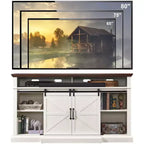 Mobile TV da fattoria per TV fino a 80", console multimediale alta 94 cm con ante scorrevoli a persiana, armadietti e ripiani regolabili