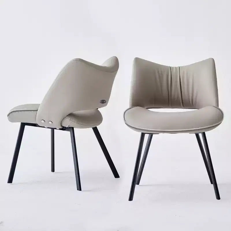 Sedia da pranzo moderna imbottita con schienale curvo e gambe in metallo nero - Grigio chiaro (set da 2)
