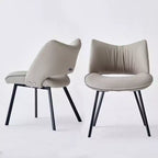 Sedia da pranzo moderna imbottita con schienale curvo e gambe in metallo nero - Grigio chiaro (set da 2)