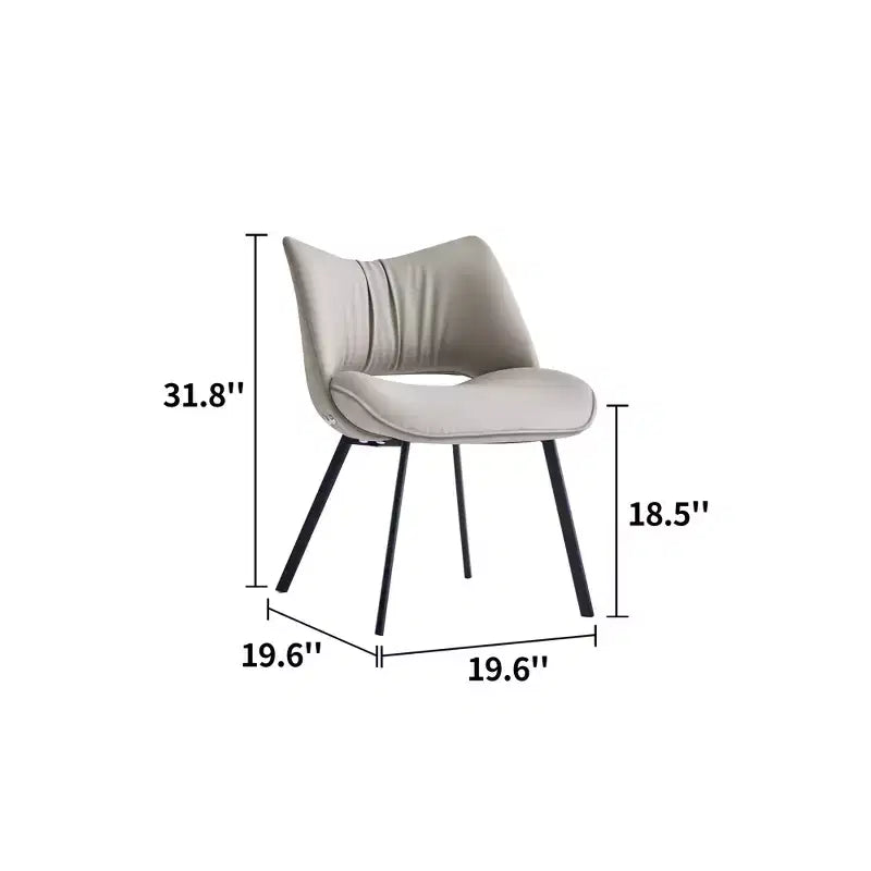 Sedia da pranzo moderna imbottita con schienale curvo e gambe in metallo nero - Grigio chiaro (set da 2)