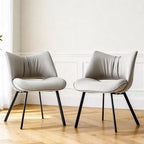 Sedia da pranzo moderna imbottita con schienale curvo e gambe in metallo nero - Grigio chiaro (set da 2)
