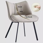 Sedia da pranzo moderna imbottita con schienale curvo e gambe in metallo nero - Grigio chiaro (set da 2)