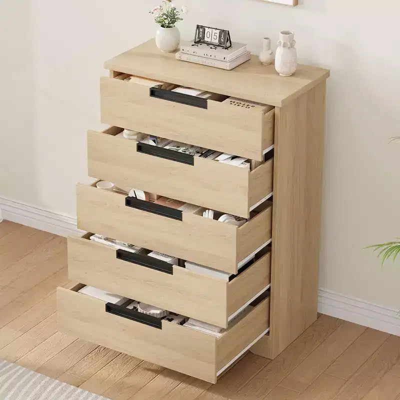 Cassettiera a 5 cassetti con struttura in legno per camera da letto, corridoio e soggiorno