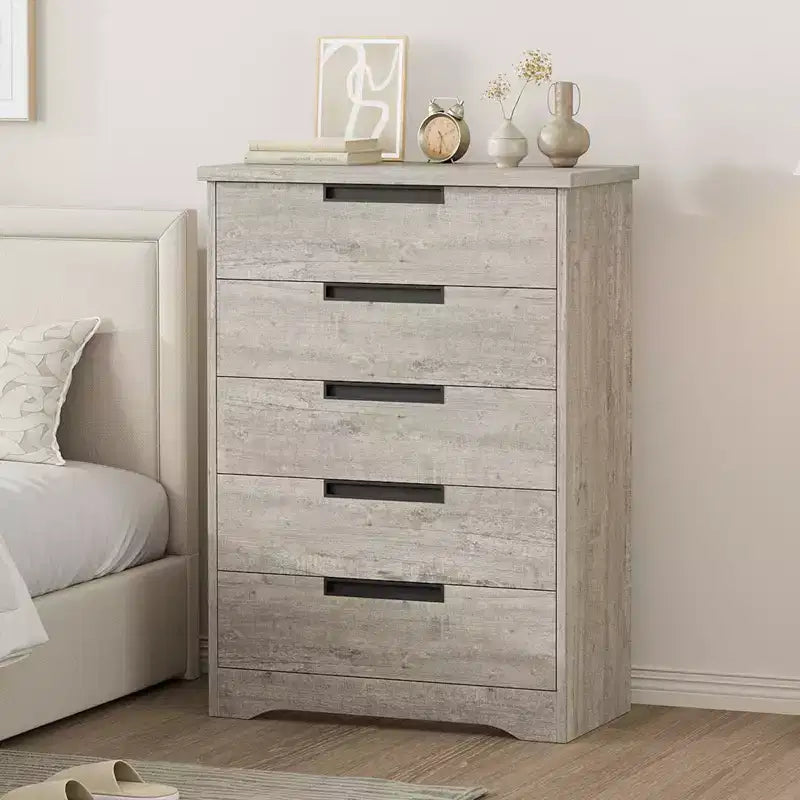 Cassettiera a 5 cassetti con struttura in legno per camera da letto, corridoio e soggiorno