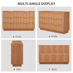 Comò in legno a 6 cassetti con maniglie dorate