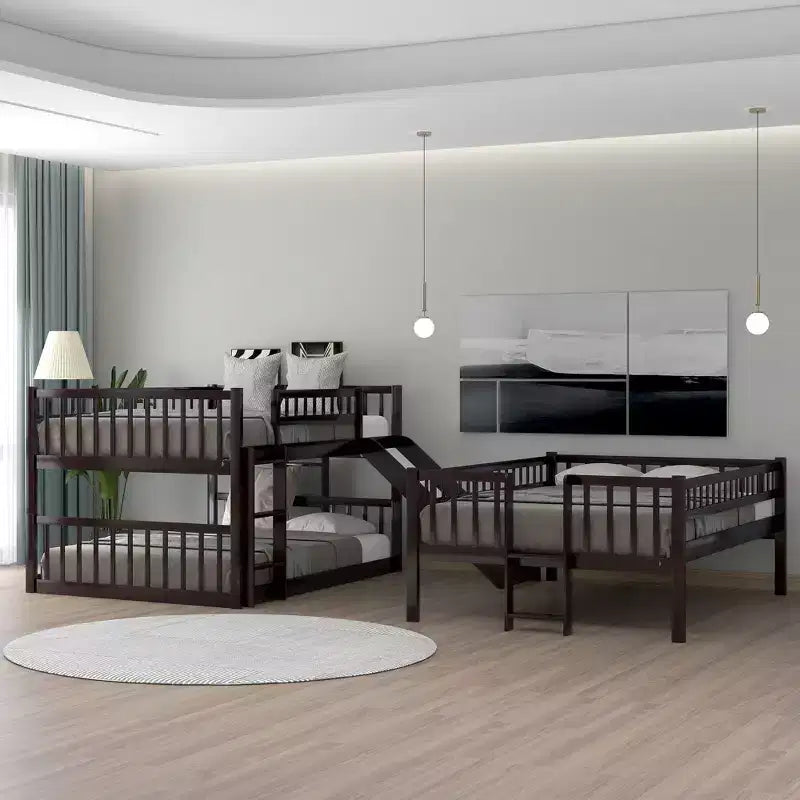 Letto a castello triplo a una piazza e mezza con scale e scivolo, Espresso