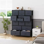Cassettiera in Tessuto Alta 122 cm con 15 Cassetti, Struttura in Acciaio e Piano in Legno