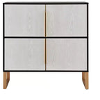 Four-Door Storage Cabinet, 42-Inch Buffet Cabinet with Metal Base Handles, Sideboard Coffee Bar Cabinet for Kitchen or Living Room