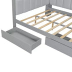 Daybed matrimoniale con cassetti portaoggetti, ripiani, luce LED, stazione di ricarica, scrivania e testiera imbottita