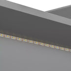 Daybed matrimoniale con cassetti portaoggetti, ripiani, luce LED, stazione di ricarica, scrivania e testiera imbottita