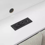 Daybed matrimoniale con cassetti portaoggetti, ripiani, luce LED, stazione di ricarica, scrivania e testiera imbottita