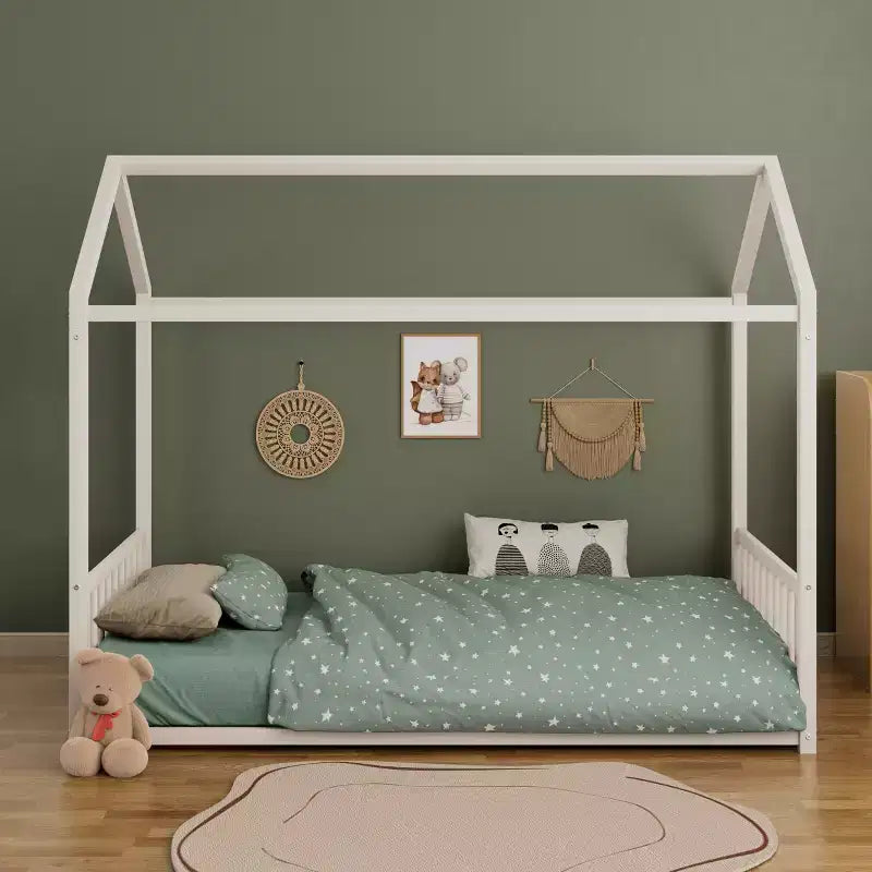 GDFStudio Joseph, Struttura Letto Singolo in Metallo con Forma a Casetta e Sponde di Protezione