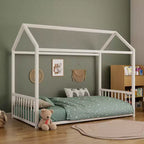 GDFStudio Joseph, Struttura Letto Singolo in Metallo con Forma a Casetta e Sponde di Protezione