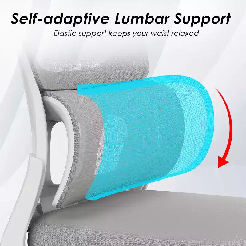 Sedia da ufficio ergonomica in rete con supporto lombare, braccioli ribaltabili e ruote