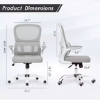 Sedia da ufficio ergonomica in rete con supporto lombare, braccioli ribaltabili e ruote