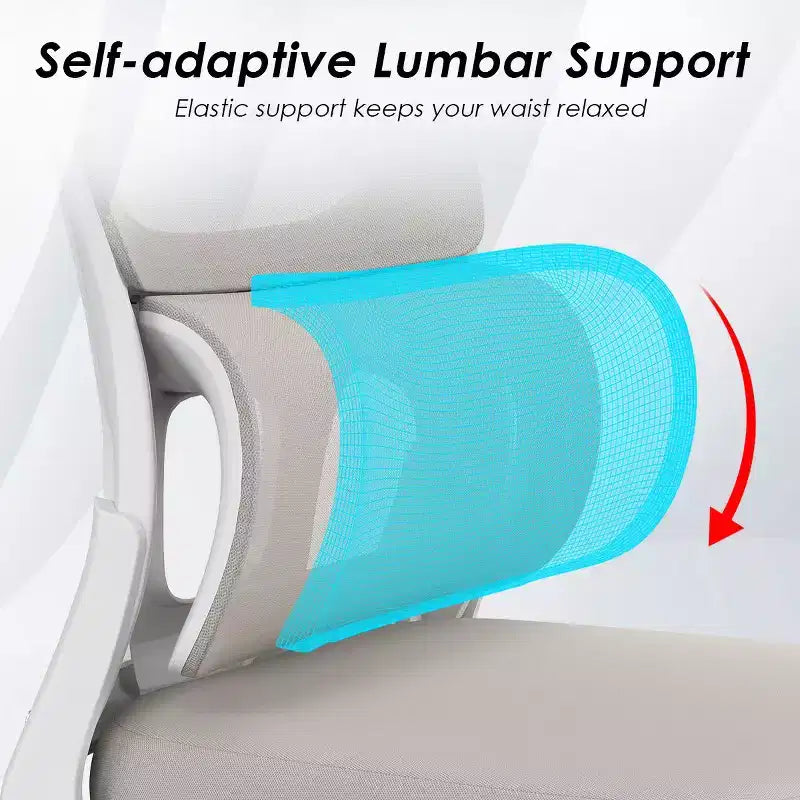 Sedia da ufficio ergonomica in rete con supporto lombare, braccioli ribaltabili e ruote