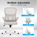 Sedia da ufficio ergonomica in rete con supporto lombare, braccioli ribaltabili e ruote