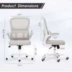 Sedia da ufficio ergonomica in rete con supporto lombare, braccioli ribaltabili e ruote