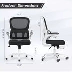 Sedia da ufficio ergonomica in rete con supporto lombare, braccioli ribaltabili e ruote