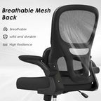 Sedia da ufficio ergonomica in rete con supporto lombare, braccioli ribaltabili e ruote
