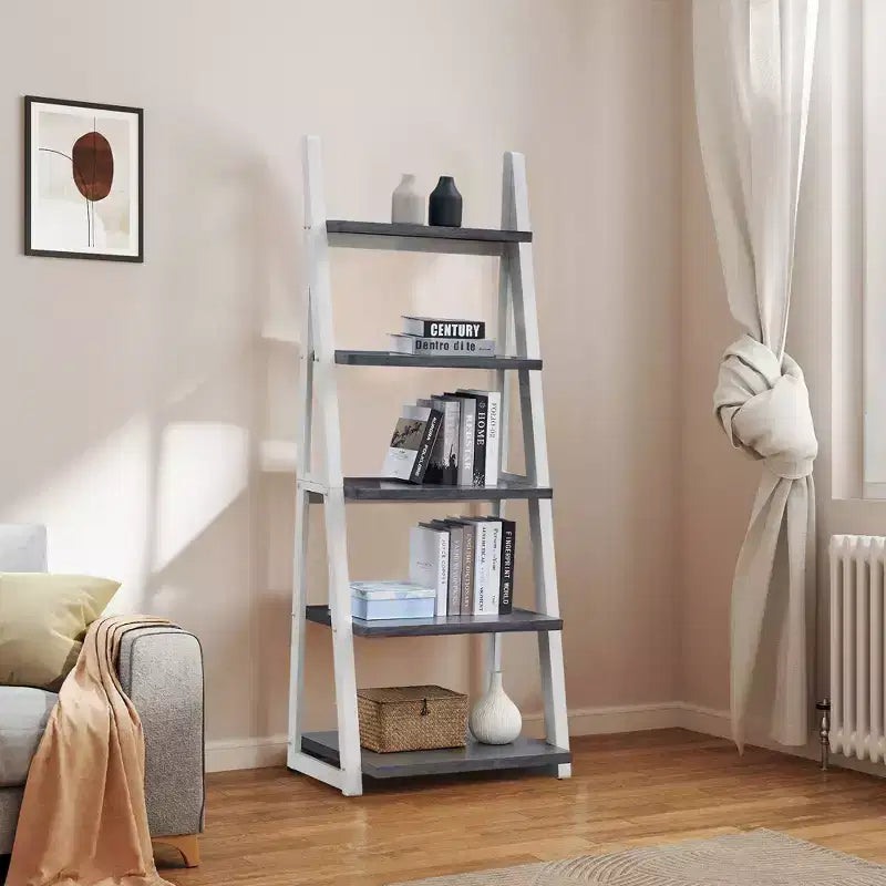Libreria in legno a 5 ripiani con scaffali contenitori per soggiorno, corridoio e ufficio