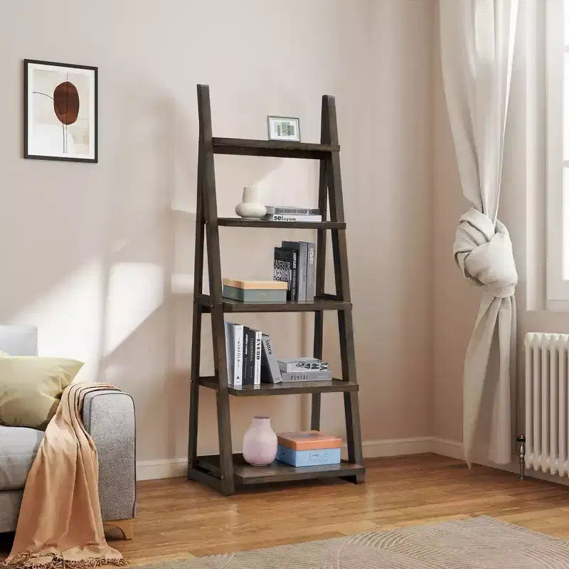 Libreria in legno a 5 ripiani con scaffali contenitori per soggiorno, corridoio e ufficio