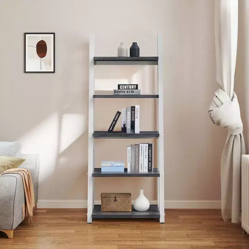 Libreria in legno a 5 ripiani con scaffali contenitori per soggiorno, corridoio e ufficio
