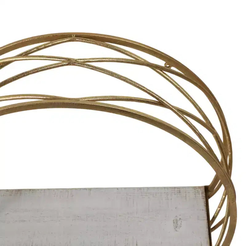 Mensole rotonde galleggianti con struttura in metallo e superficie in legno, set da 3, bianche