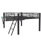 Letto a soppalco da gaming in metallo a grandezza naturale con scrivania e luci a LED, nero