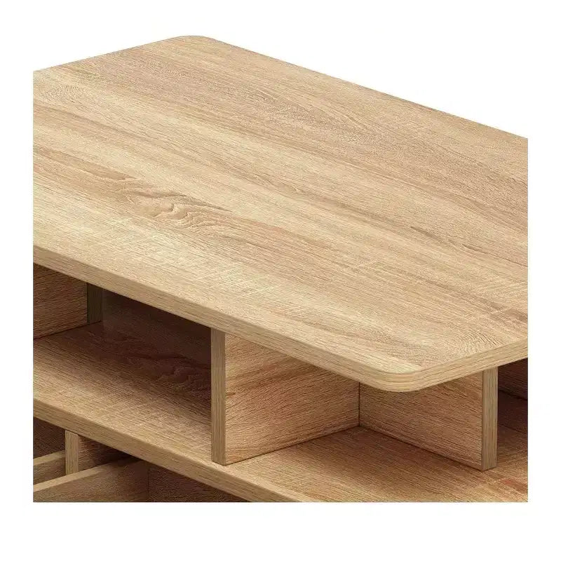 Tavolino rettangolare in legno con luci a LED e 4 cassetti