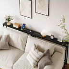 Tavolino Console Stretto con Stazione di Ricarica – Nero