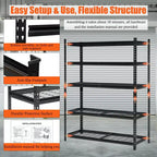 Scaffale portaoggetti in metallo regolabile a 5 ripiani, 152 cm L x 61 cm P x 183 cm A, capacità 907 kg
