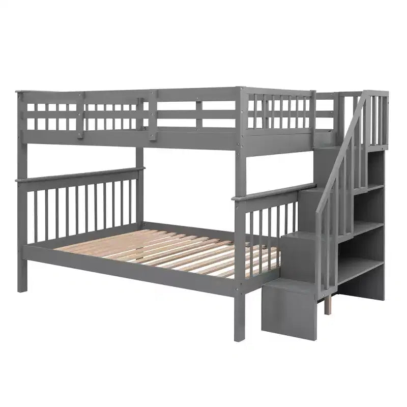 Letto a castello matrimoniale con scale e cassetti contenitore