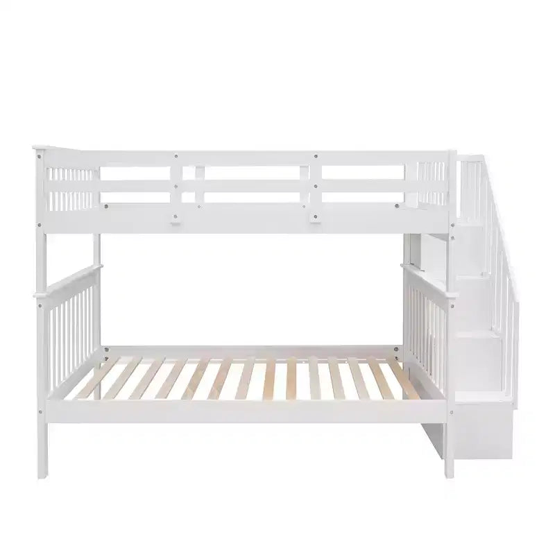 Letto a castello matrimoniale con scale e cassetti contenitore