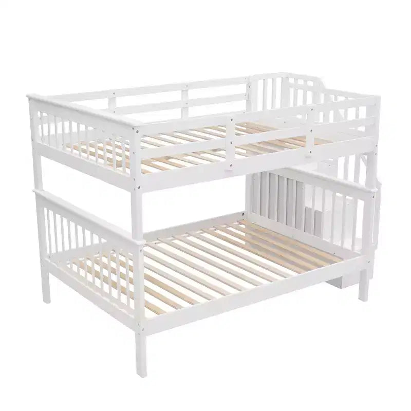 Letto a castello matrimoniale con scale e cassetti contenitore