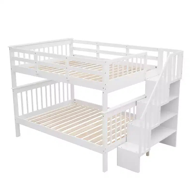 Letto a castello matrimoniale con scale e cassetti contenitore