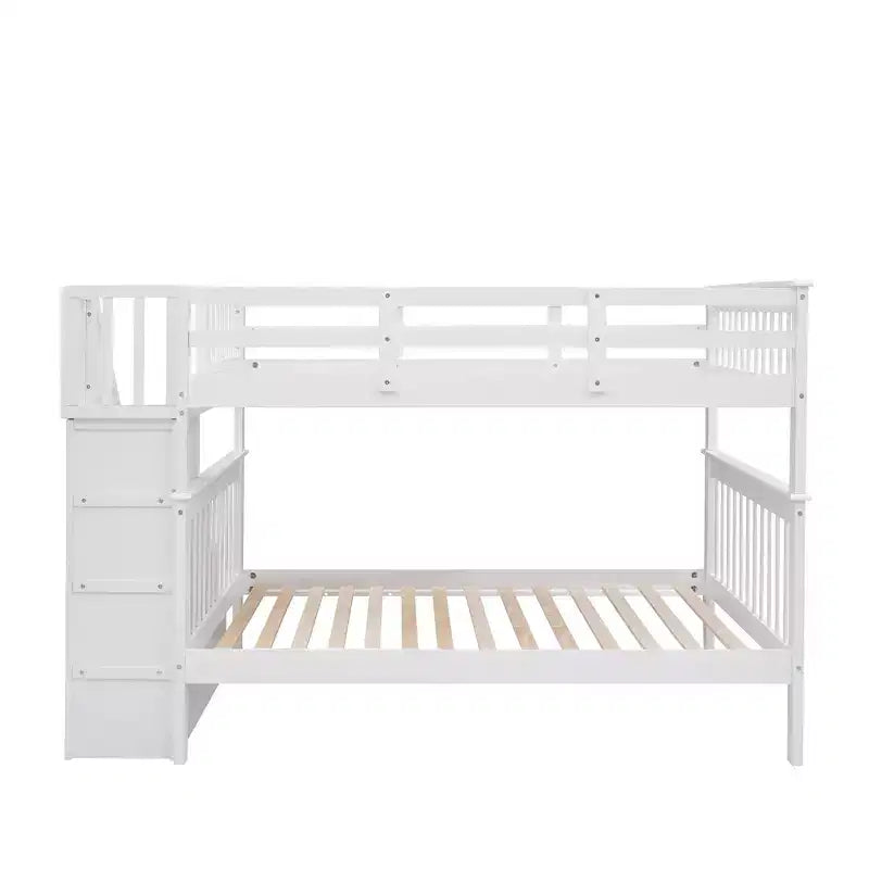 Letto a castello matrimoniale con scale e cassetti contenitore