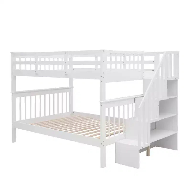 Letto a castello matrimoniale con scale e cassetti contenitore