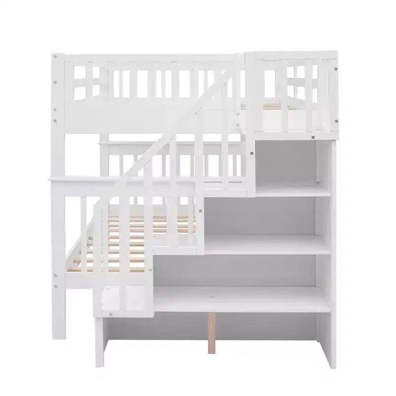 Letto a castello matrimoniale con scale e cassetti contenitore