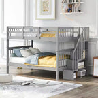 Letto a castello matrimoniale con scale e cassetti contenitore