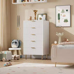 Cassettiera a 5 cassetti scanalati - Comò alto 119 cm