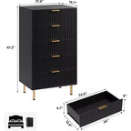 Cassettiera a 5 cassetti scanalati - Comò alto 119 cm