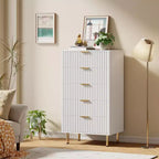 Cassettiera a 5 cassetti scanalati - Comò alto 119 cm