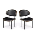Bestier Dinning Chair Set of 2,Bentwood Living Room Chairs, PU Leather Ergonomic Kitchen Chairs Wooden Armless Chairs, Mid-Century Office Chairs,Black
