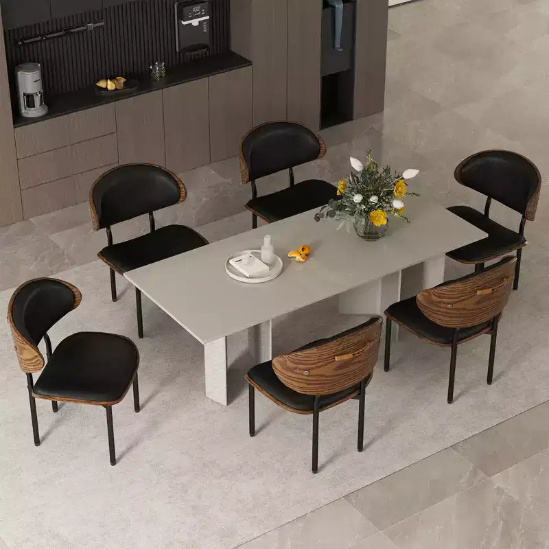 Set di 2 sedie da pranzo – Sedia senza braccioli imbottita in similpelle con gambe in metallo, Nero