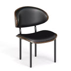 Set di 2 sedie da pranzo – Sedia senza braccioli imbottita in similpelle con gambe in metallo, Nero