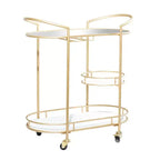 Contemporary Iron Bar Cart Gold - Olivia & May: Elegant 3-Tier Rolling Storage, Indoor Use