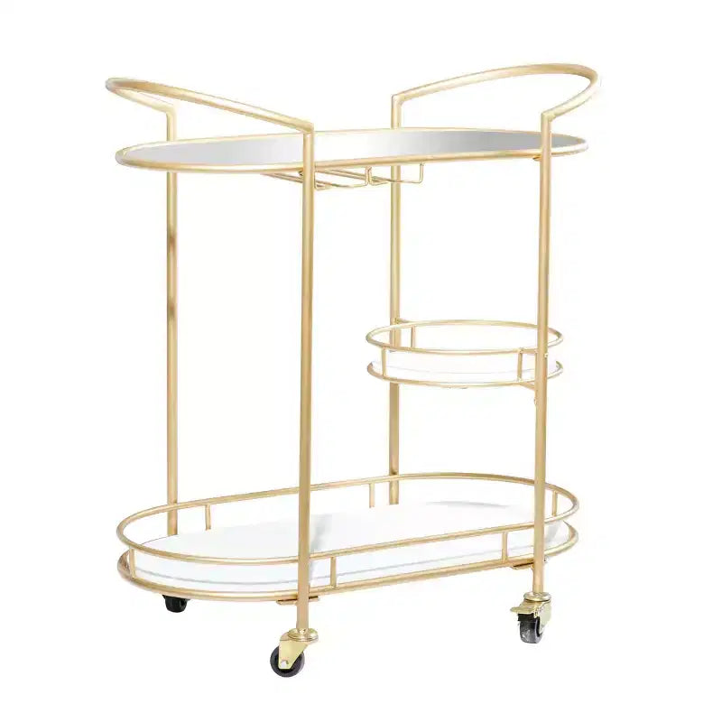 Carrello da Bar a 3 Livelli con Struttura in Metallo – Finitura Oro