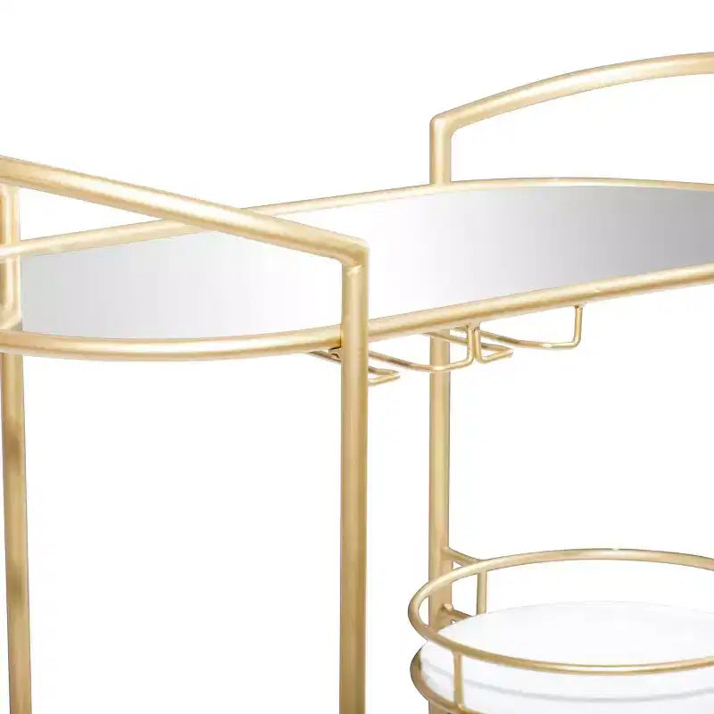 Carrello da Bar a 3 Livelli con Struttura in Metallo – Finitura Oro