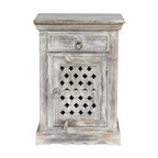 Tijeras Handcrafted Boho Mango Wood Nightstand Distressed White - Christopher Knight Home: Artisan Crafted, Storage Cabinet, No Assembly Required